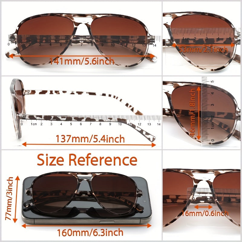 Women's Casual Glasses Set with Double Bridge Design, 3 Pairs