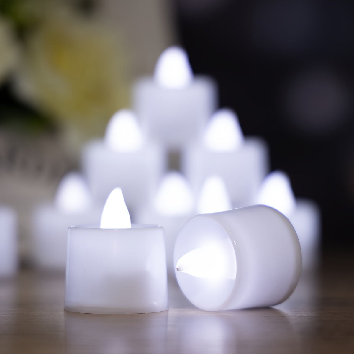 Set of 6 or 12 LED Electronic Candles for Weddings Home Decor Table Centerpieces White Warm White