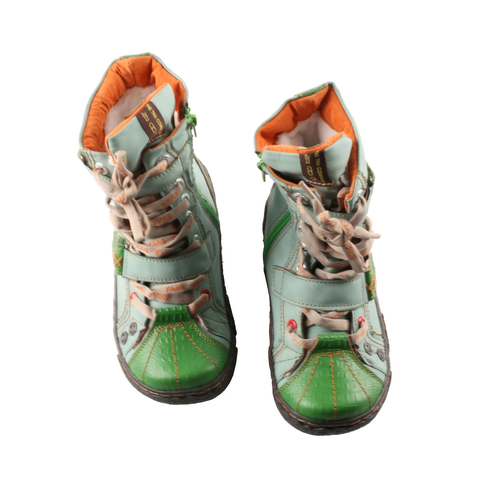 Women's Retro Leather Short Boots with Zipper and Lace Up Design