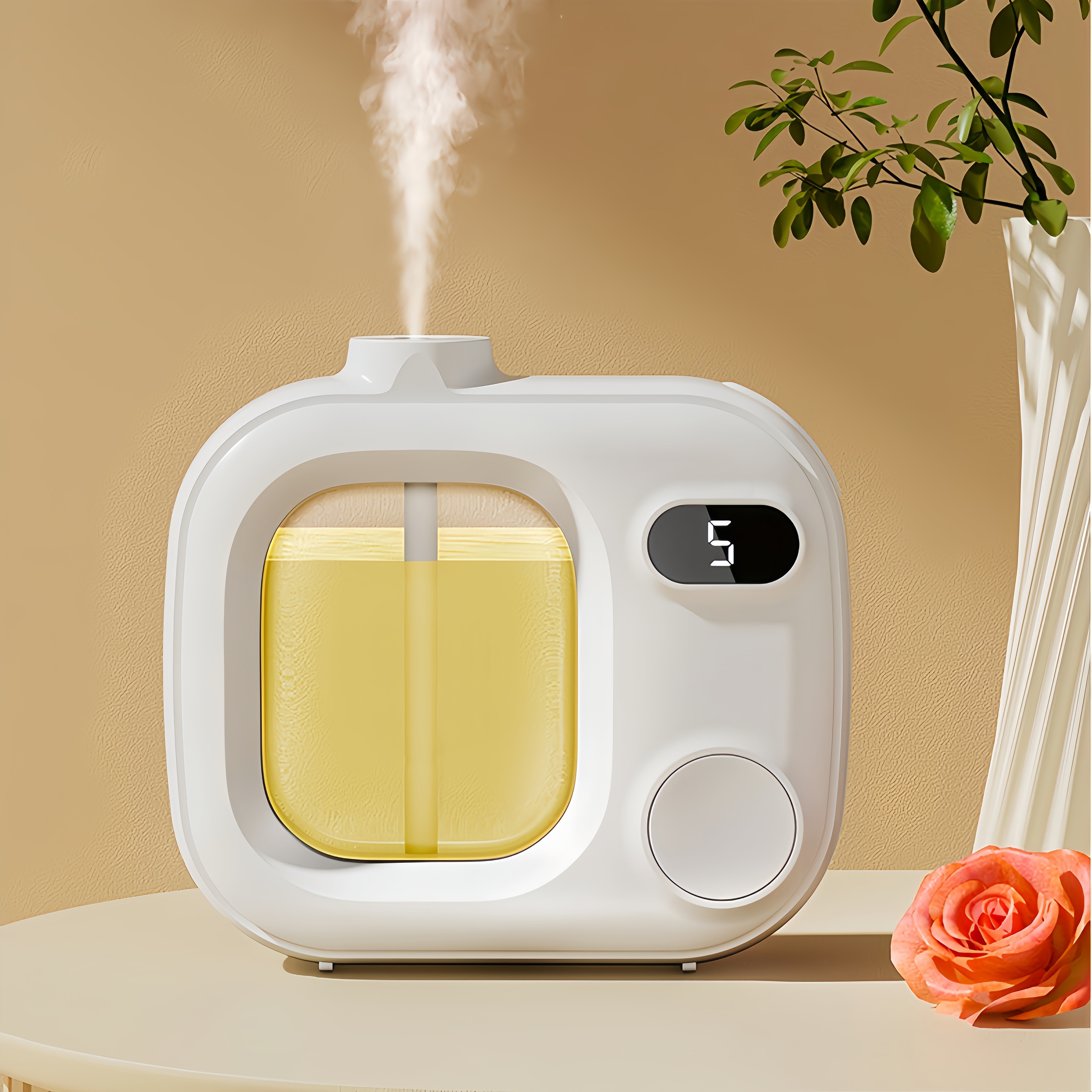Rechargeable 5-Speed Room Humidifier with Digital Display and Fragrance Dispenser
