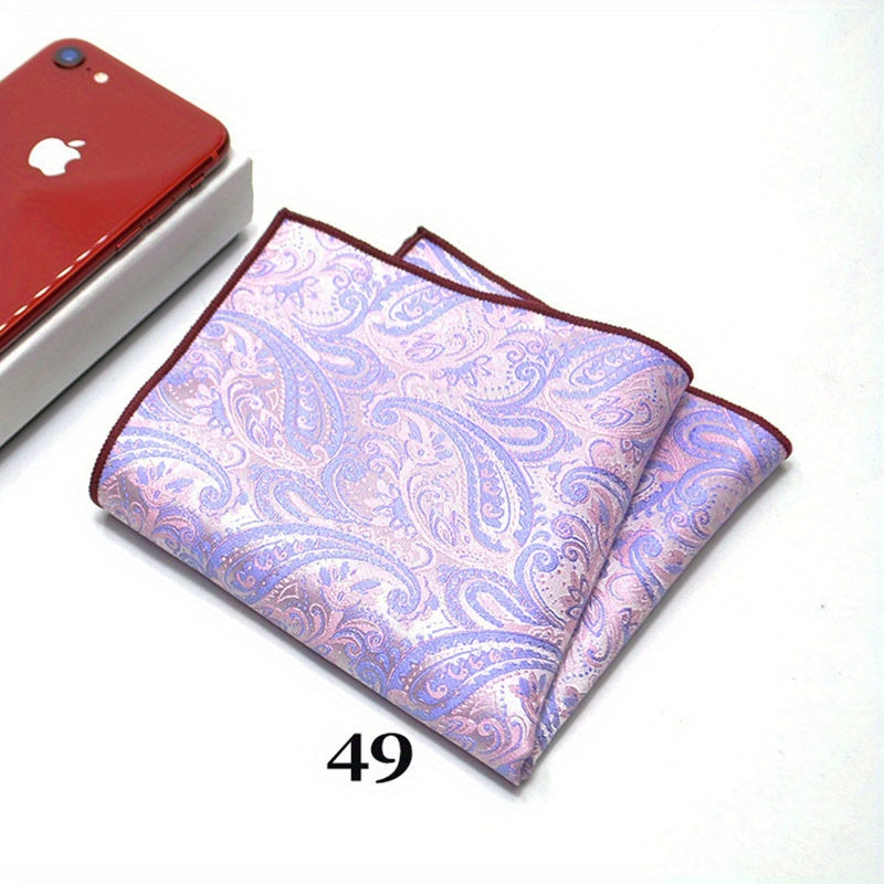 Pañuelo de bolsillo de jacquard paisley para hombre, patrón de anacardo, accesorio elegante
