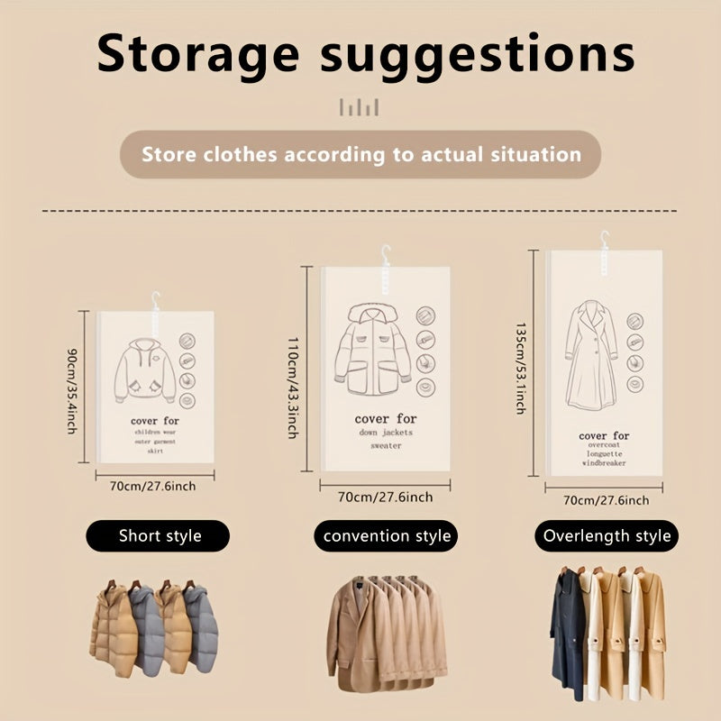 Kiyimlar uchun vakuum saqlash sumkasi, 1 ta, joyni tejovchi shkaf tashkilotchisi, kostyumlar, kurtkalar, palto uchun