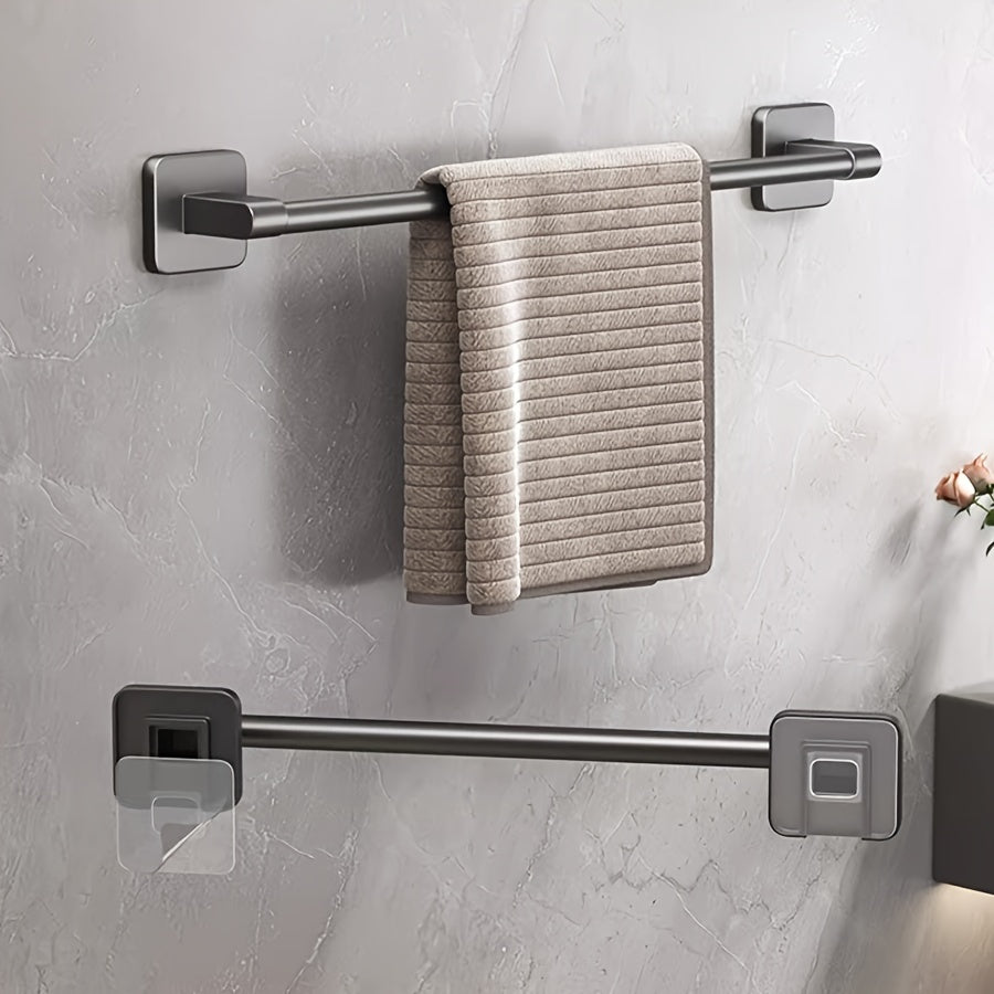 Organizador de barra de toallas para baño sin taladro, resistente a la oxidación, montado en la pared, con soporte para zapatillas, ahorra espacio