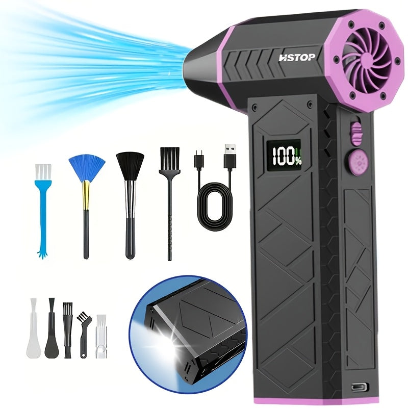 High-Speed Turbo Handheld Air Blower with Digital Display and Dual 5000mAh Batteries