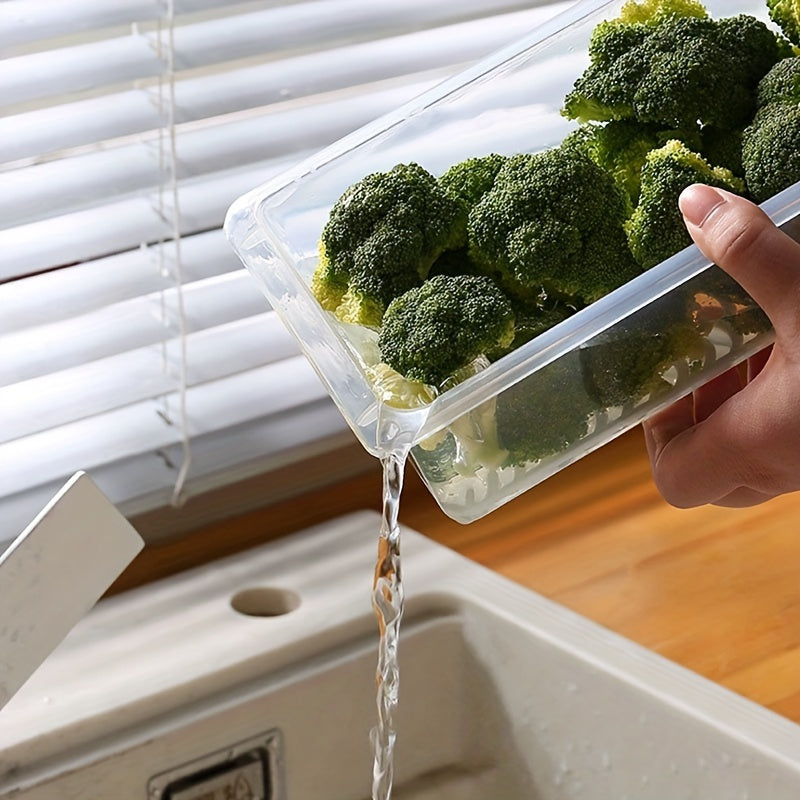 Sabzavotlar va mevalarni yangi saqlash uchun sehrli vosita - Suv ajratish bilan muzlatgichda saqlash qutisi, uyda saqlash uchun muzlatgich - 3 dona