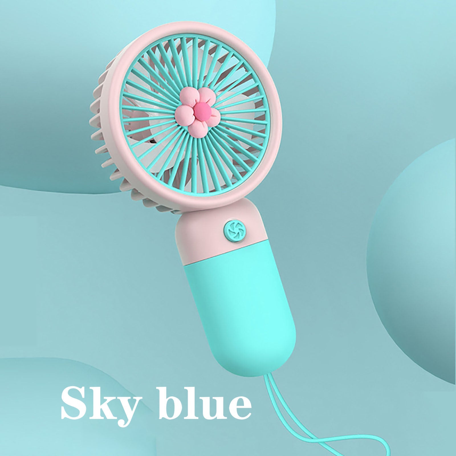 Mini Fan Portable Handheld Summer Flower Color Block USB Rechargeable