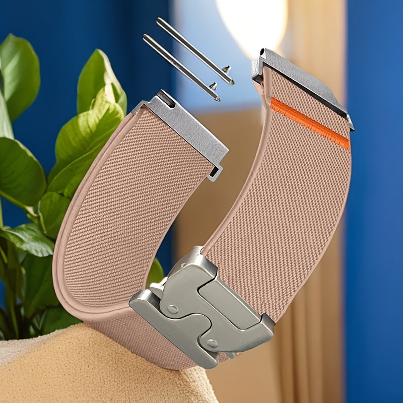 Adjustable Polyamide Watch Band Breathable Elastic Loop Strap with Parachute Buckle for Smartwatches