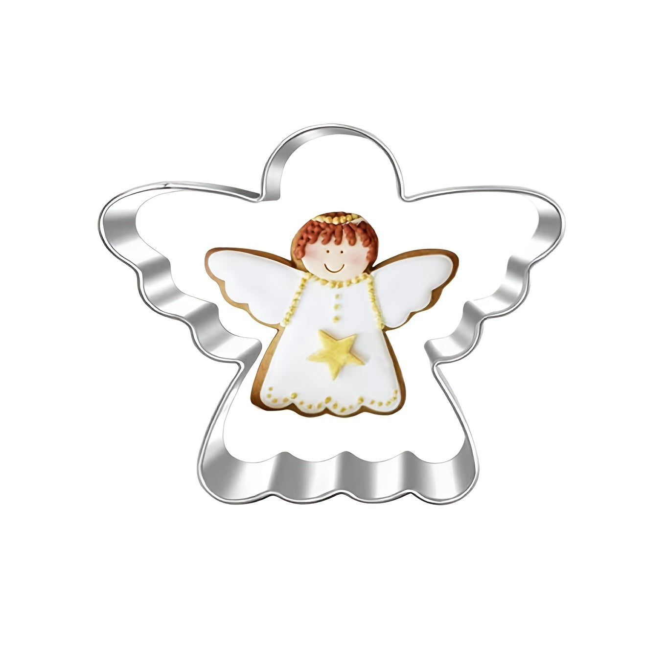 Set of 3 Stainless Steel Biscuit Cutters Angel Cupid Pastry Mold for Cookies and Cakes