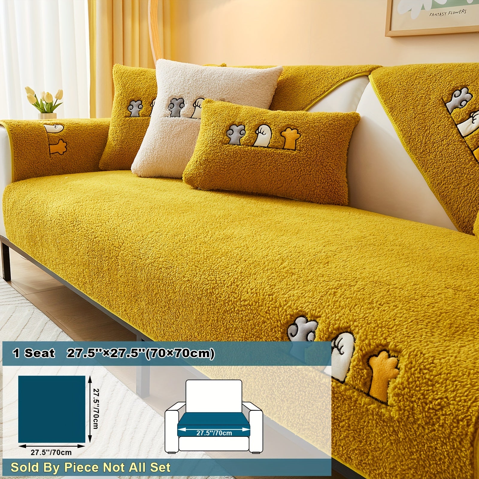 Плюшевый чехол на диван Sherpa, противоскользящий, защитный чехол для мебели для домашних животных для гостиной