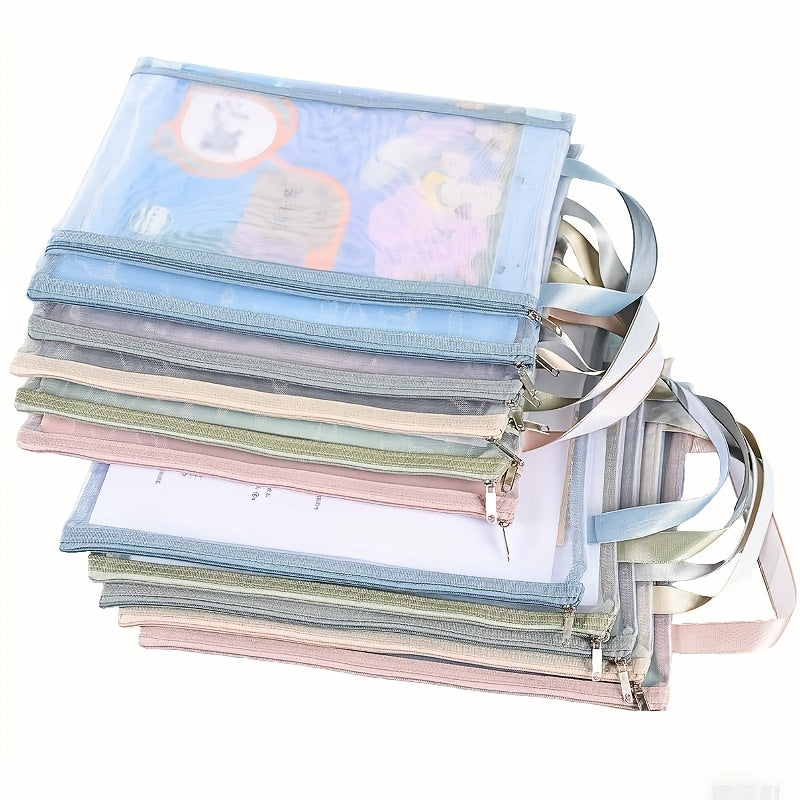 10 ta paket tarmoq zipli sumkalar kitoblar va saqlash uchun nafas oladigan naylon ko'rinishli ko'p rangli