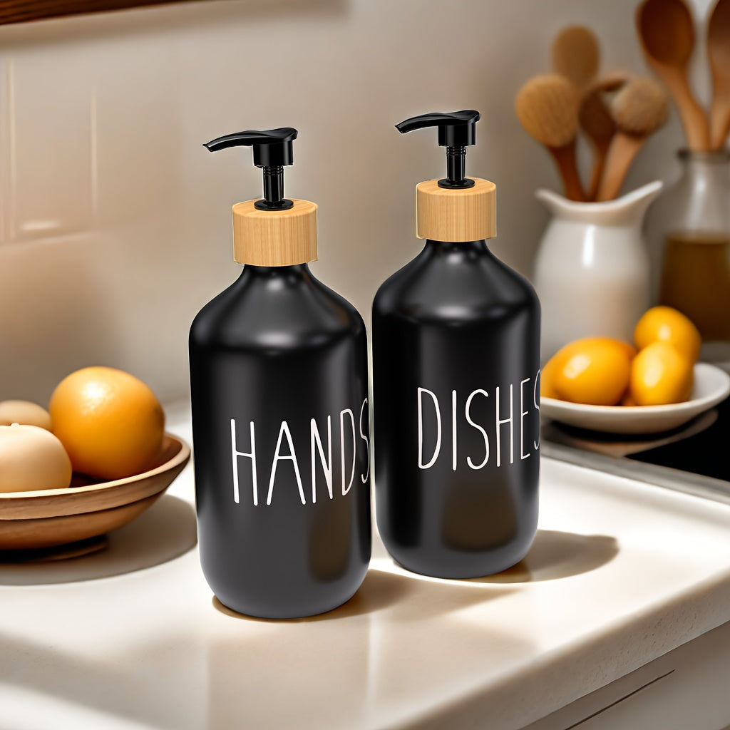 Black Plastic Double Soap Dispenser Set for Kitchen and Bathroom