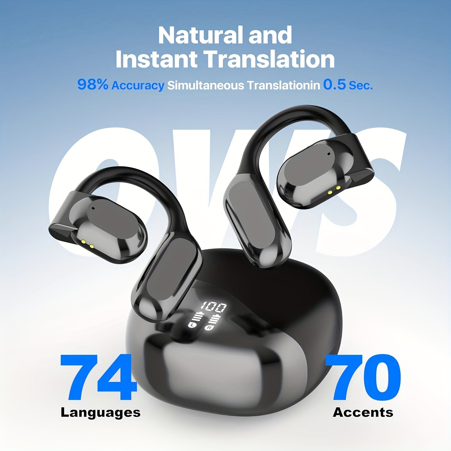 Wireless Translation Earbuds 2-Way Real-Time Interpretation in 144 Languages