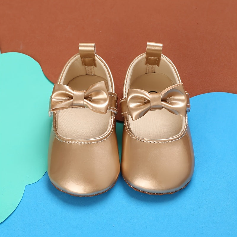 Girls Flat Shoes with Bow, Soft Princess Sandals, PU Upper, Spring Summer
