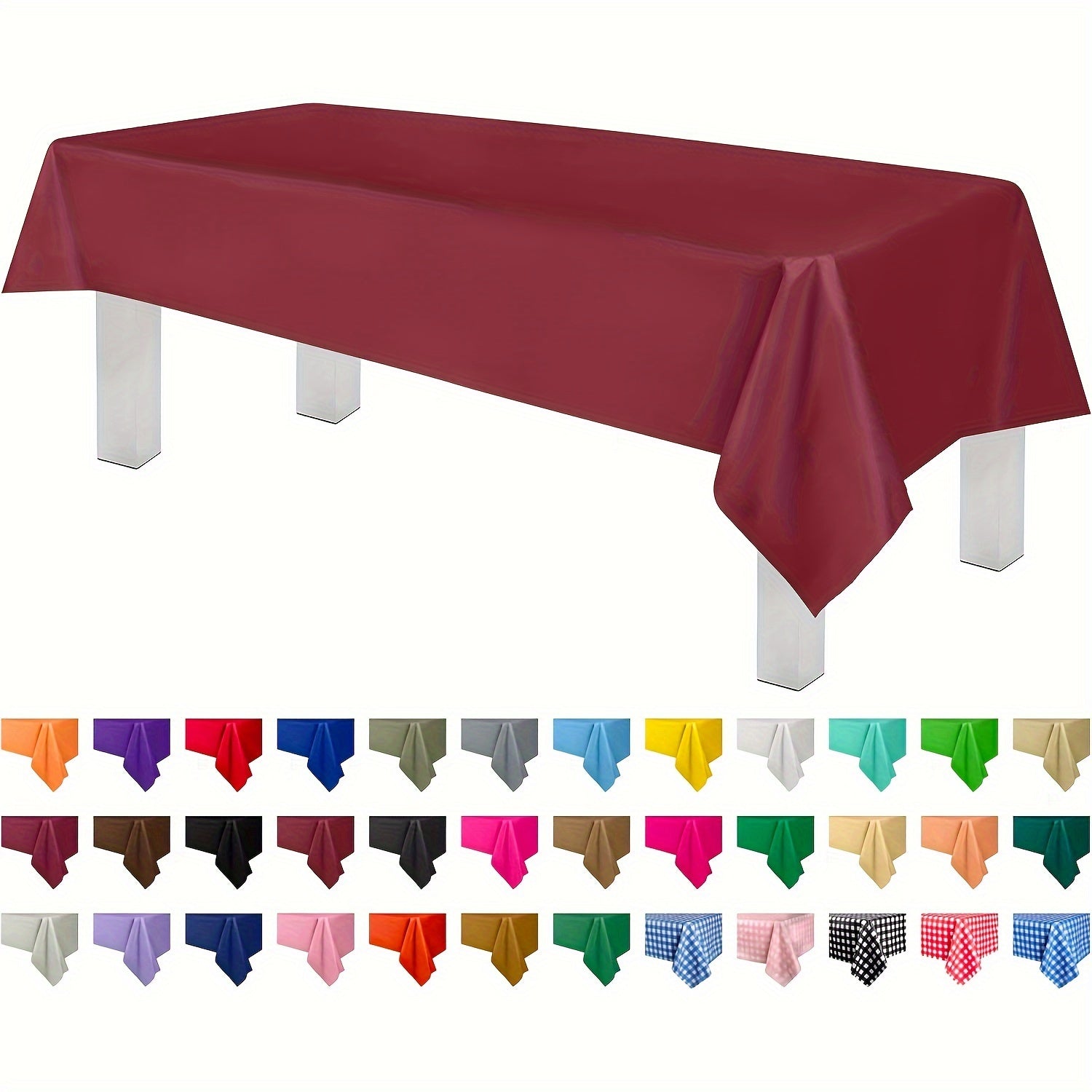 Rectangular Waterproof Plastic Tablecloth 137x274cm for Weddings Parties