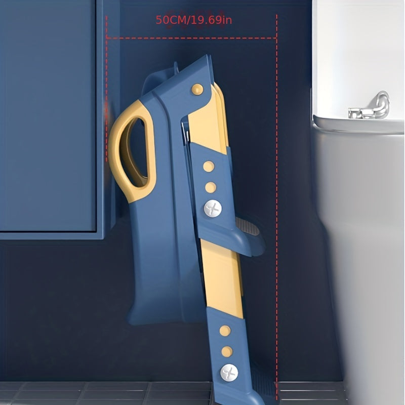 Children's Step Toilet Seat with Folding Potty Training Ladder and Adjustable Height