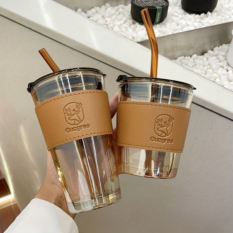 Glass Mug with Bamboo-Inspired Design, Large Capacity, Suitable for Coffee and Milk Tea