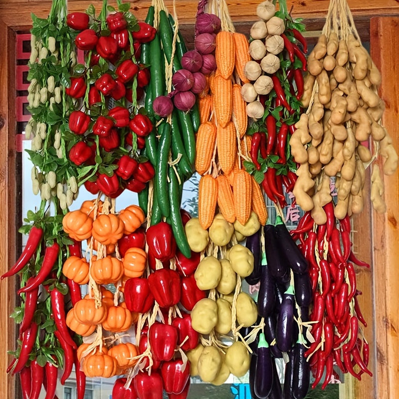 Искусственный набор фруктов из пены для китайских фотопропсов и декора ресторанов, включает лук, чеснок, кукурузу и красный перец.