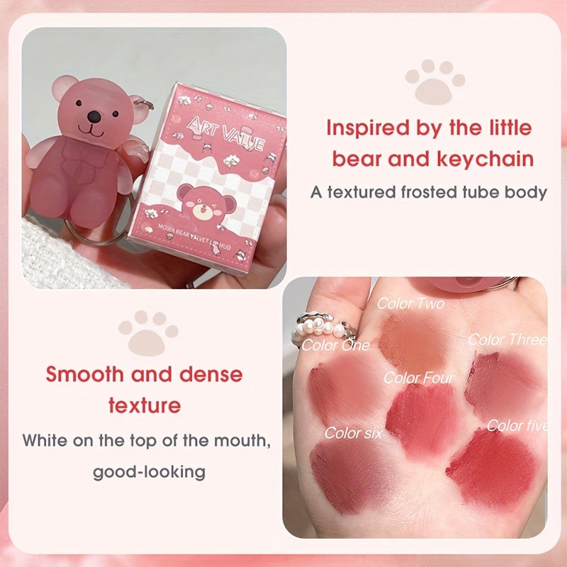 Cute Bear Velvet Lip Mousse for Women Moisturizing Soft Matte Berry Shades