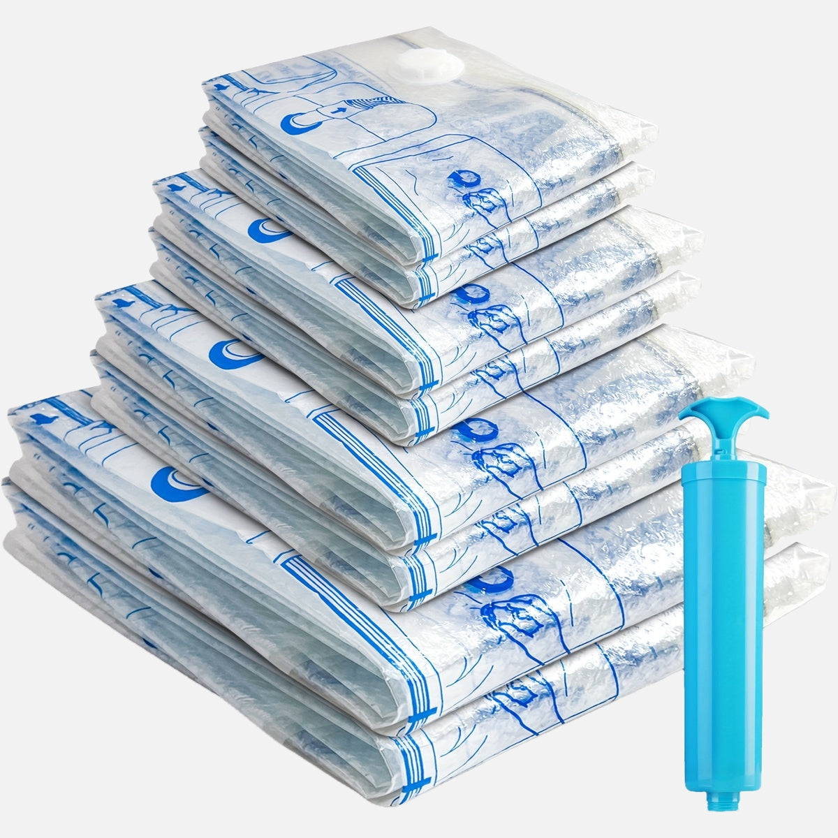 Vacuum Compression Storage Bags with Pump for Clothes and Bedding Space-Saving Organizer