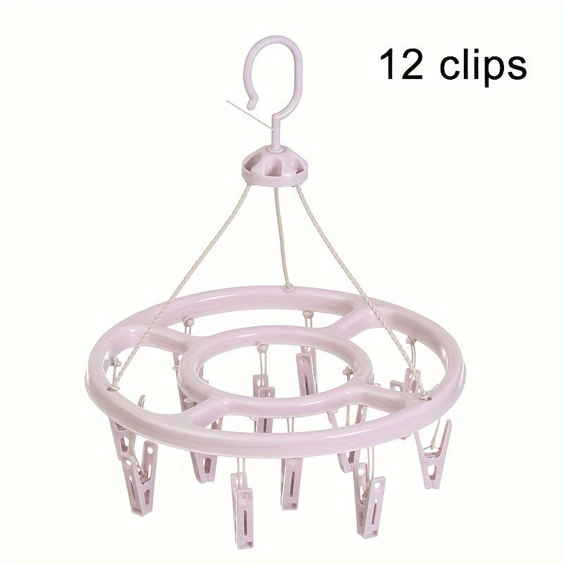 Plastic Clothes Drying Rack with 12 Clips, Multi-Functional Laundry and Closet Organizer