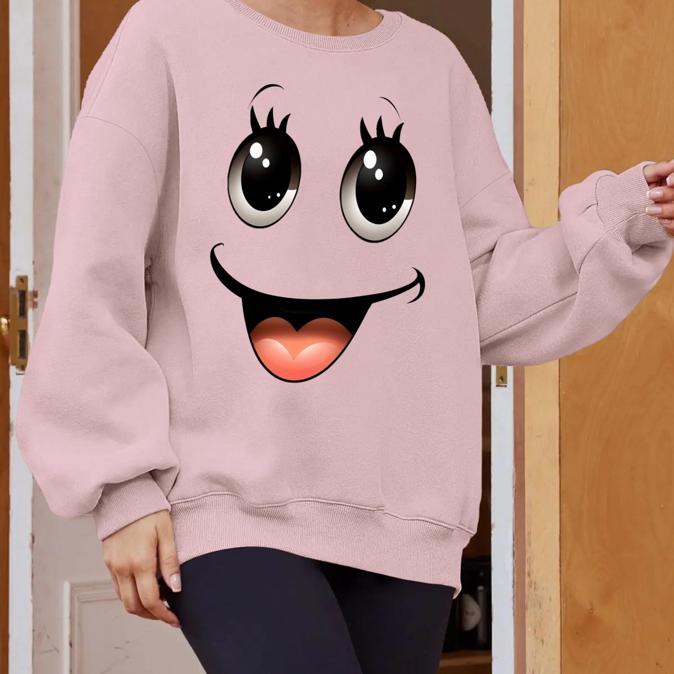 Plus Size Women's Long Sleeve Sweatshirt Geometric Pattern Breathable Casual Pullover