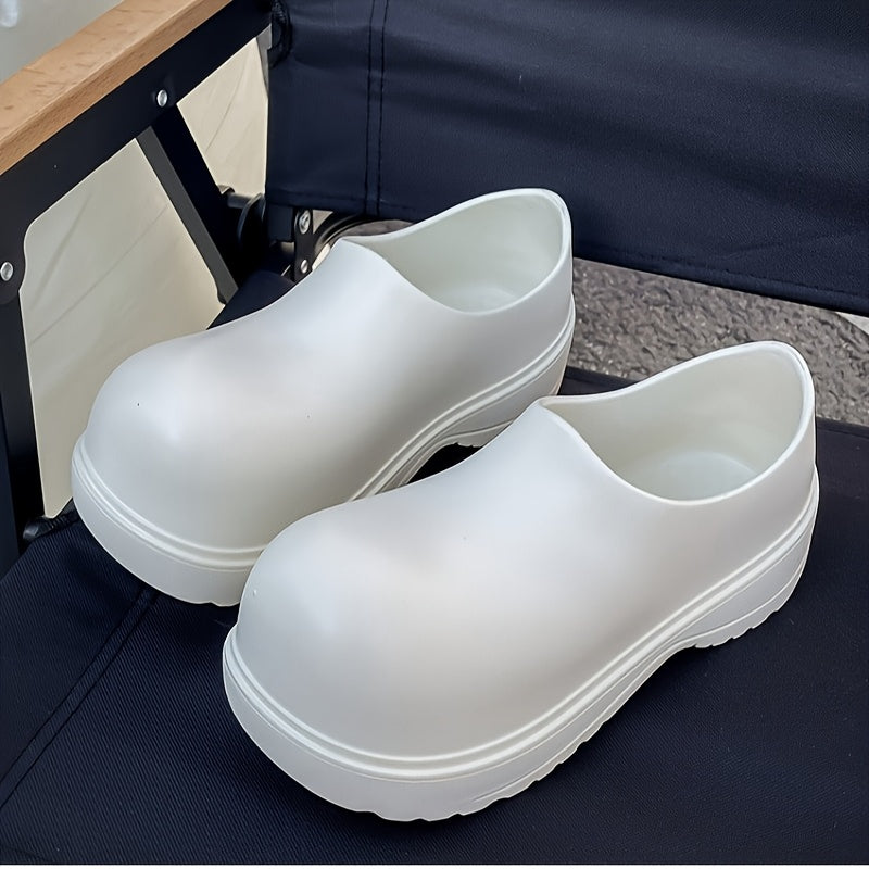 Men Women Waterproof Black Rain Boots EVA Flat Lace-Up All-Season Casual