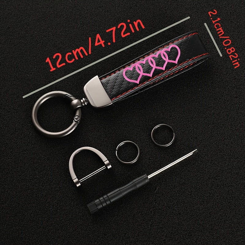 Unisex Faux Leather Car Keychain 360° Rotating Horseshoe Key Ring Accessories