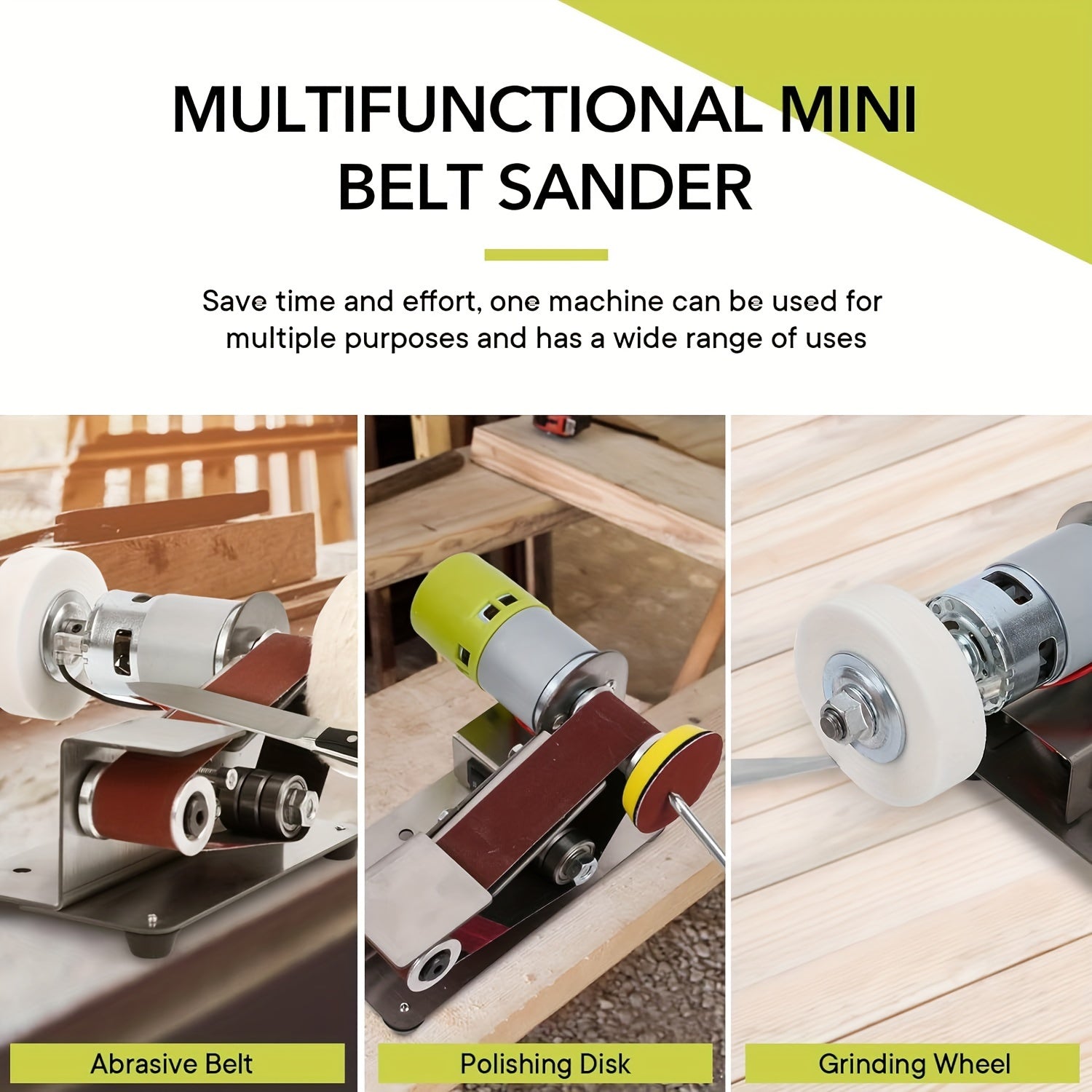 Mini Belt Sander with 7 Adjustable Speeds for Metal and Wood Grinding