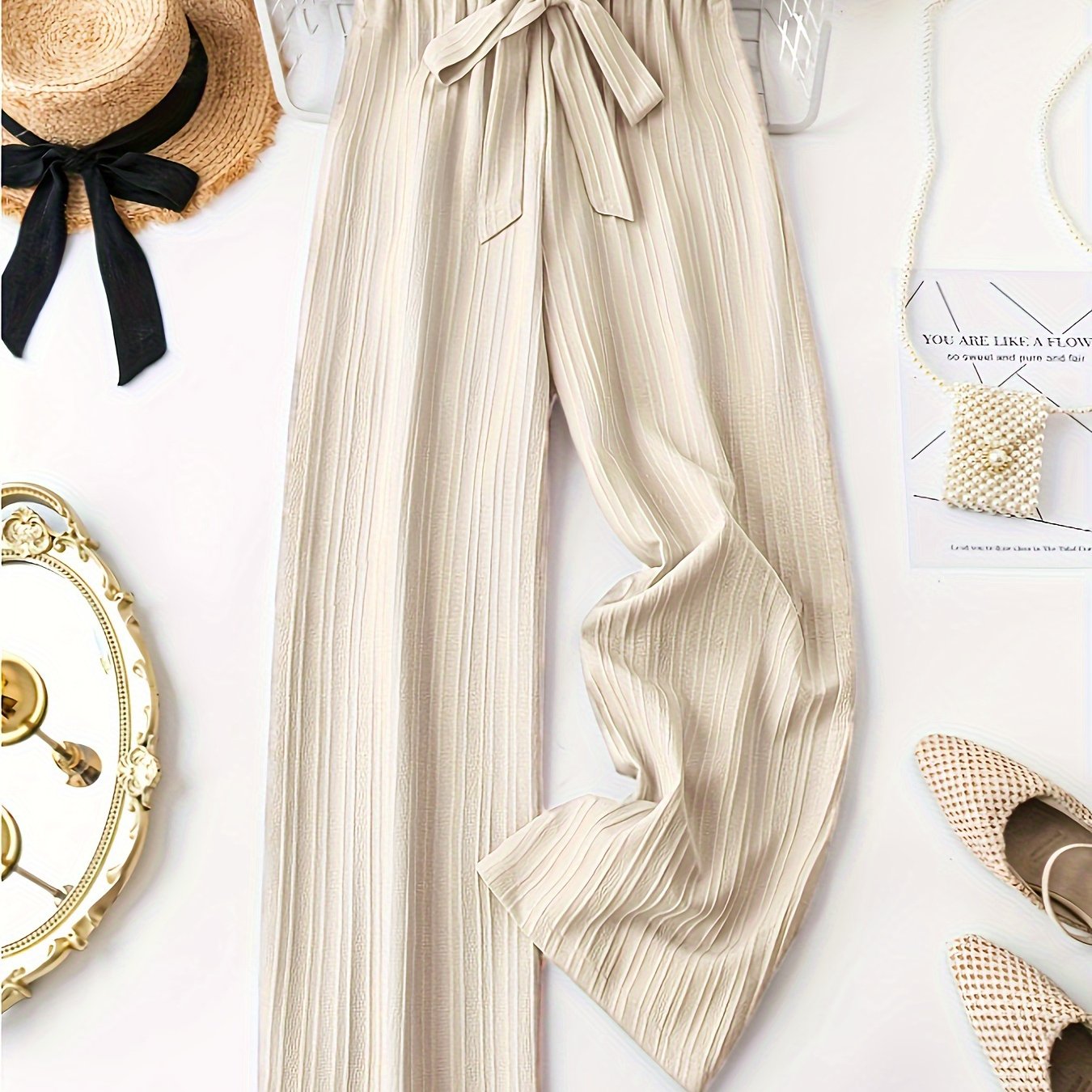 Women Plus Size Lightweight Heart Pattern Casusal Straight Leg Pants