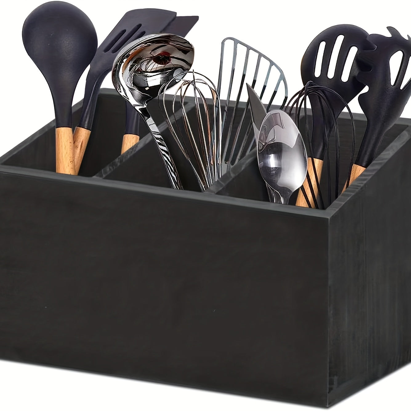 Wooden Tableware Rack with 2 Layers Black Kitchen Storage Organizer