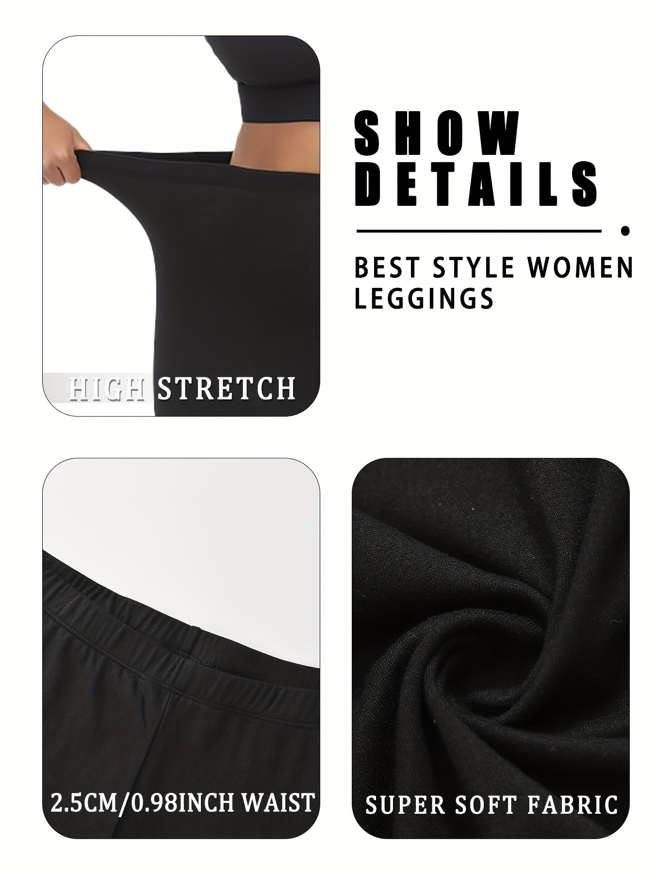 Plus Size Women Sports Leggings Set 5 Pack, Super Soft, Yoga Workout