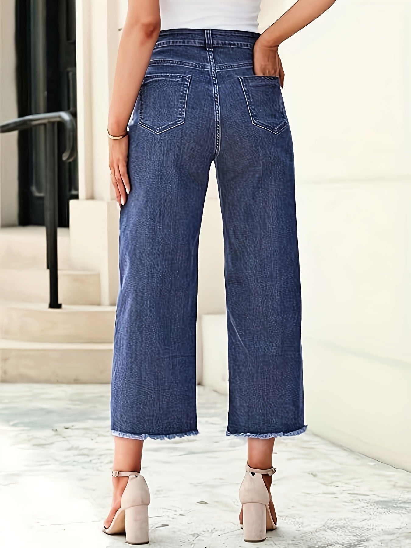 Women's Plus-Size Wide-Leg Stretch Cropped Jeans