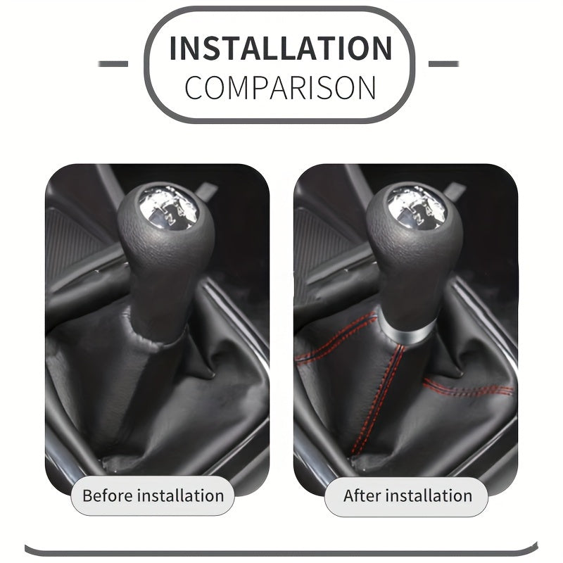 Universal PU teri uzatish uchun shinalar qopqog'i, karbon tolasi naqshli, qizil tikuvlar bilan