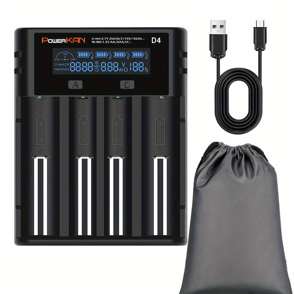 Universal Battery Charger with LCD Display USB Rechargeable for Lithium and Ni-MH Batteries