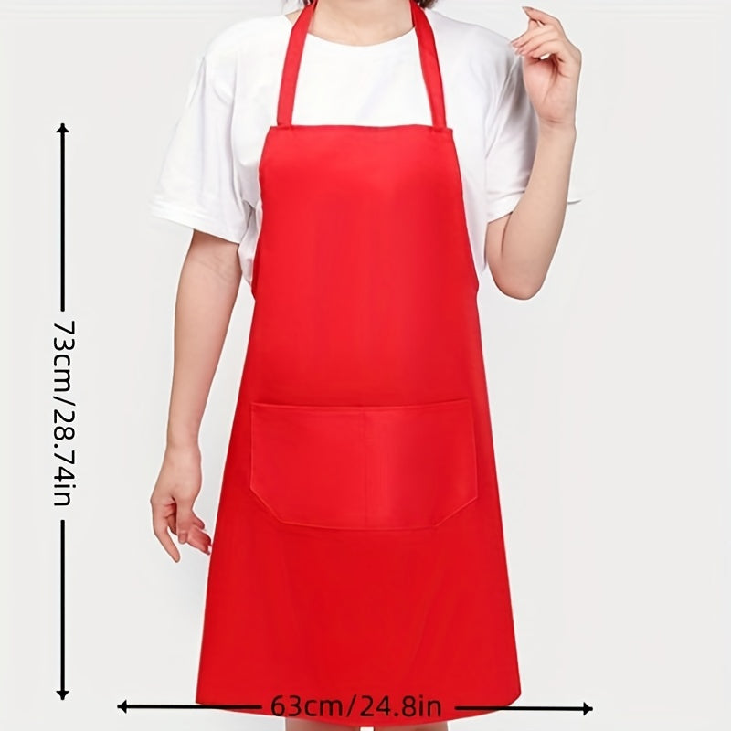 Polyester Apron with Pockets and Adjustable Halter Strap for Cooking Gardening Baking