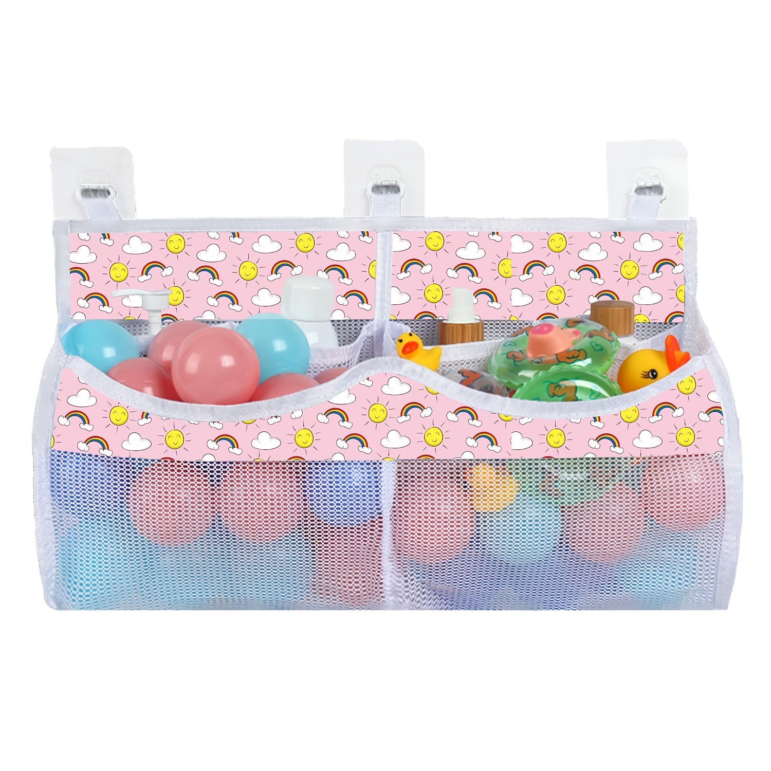 Large Capacity Mesh Bath Toy Organizer Wall Mount Storage Bag for Bathroom Kids