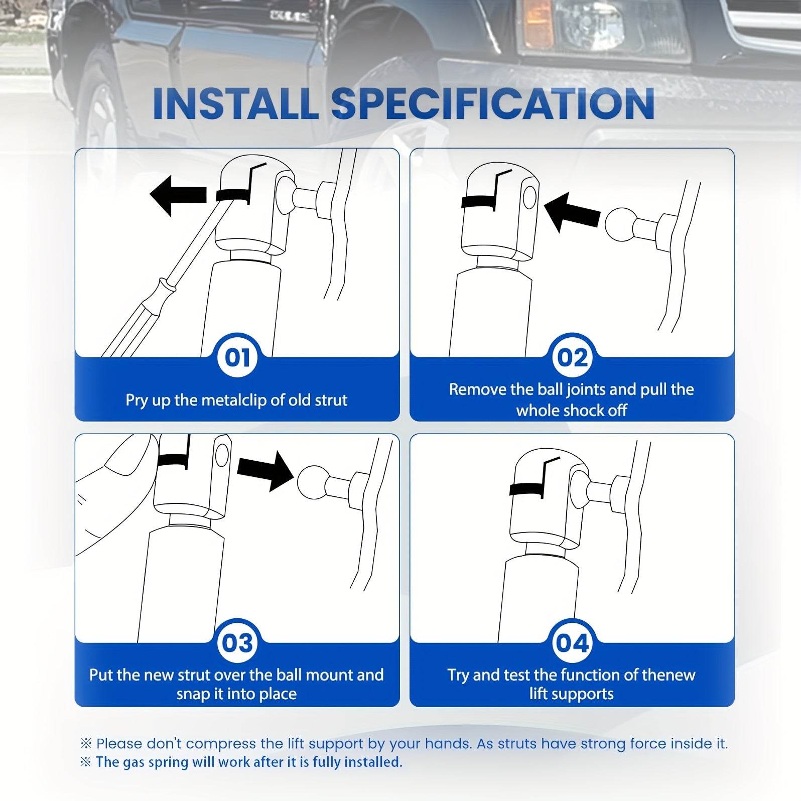 2 Pack Rear Window Lift Supports for SUV Truck Glass Hatch Damper