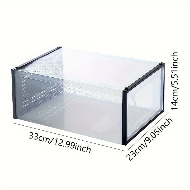 12-Pack Transparent Stackable Shoe Storage Boxes with Flip Top Closure Non-Waterproof Space-Saving