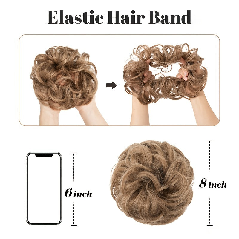 Women's Elastic Fluffy Curly Hair Ring Rubber Band for Ponytails and Buns