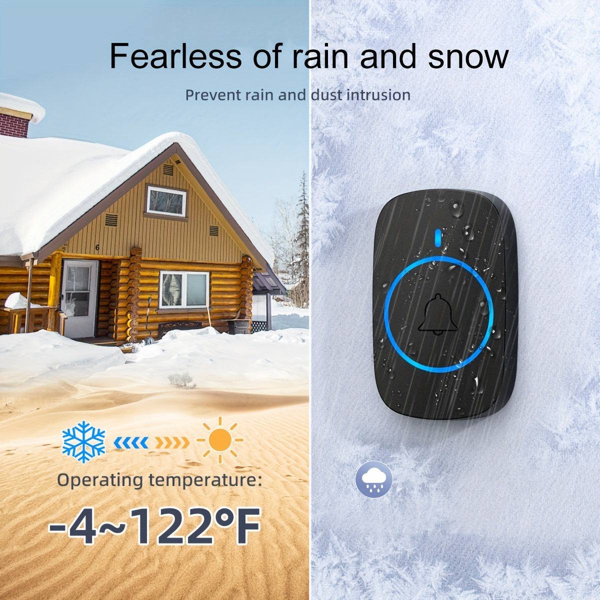 Wireless Doorbell with 38 Ringtones 1050FT Range Adjustable Volume and LED Indicators