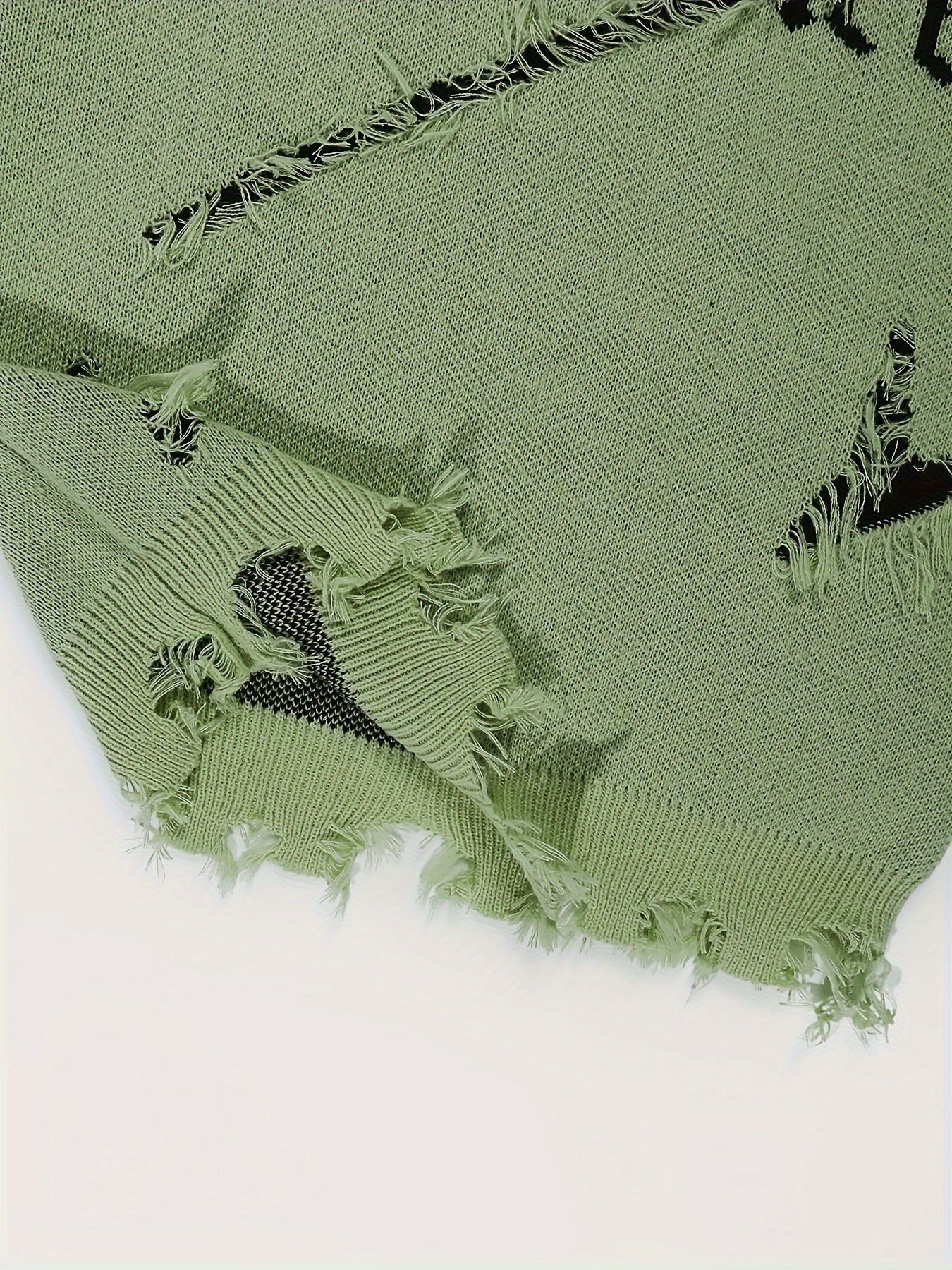 Suéter de punto para hombre con cuello redondo y detalles rasgados, casual, para otoño e invierno, al aire libre