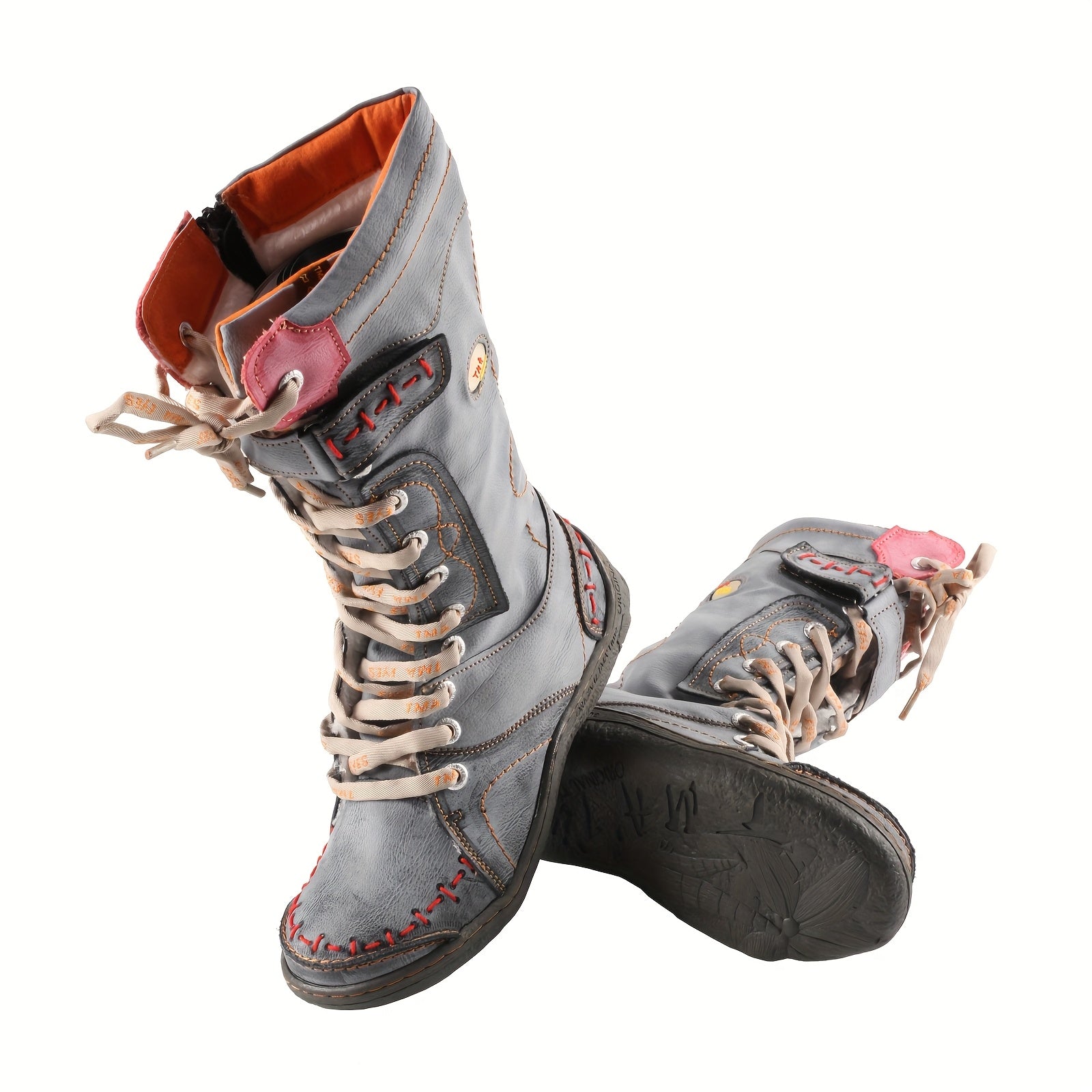 Women’s Fleece Winter Boots Hand-Stitched Color-Blocking Slip-Resistant Durable