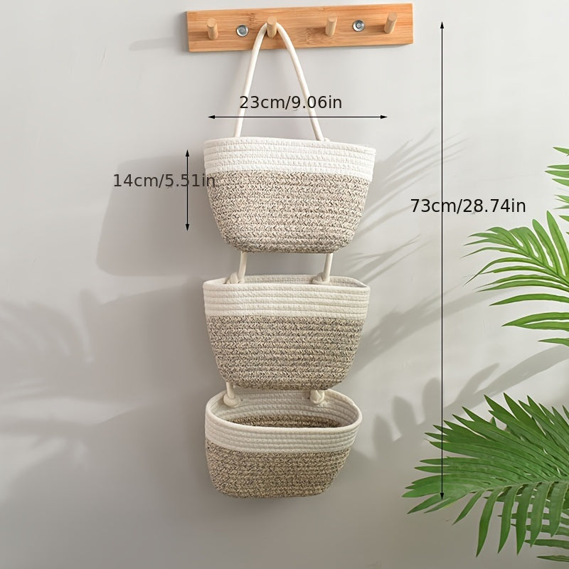 Foldable 3-Layer Wall Hanging Storage Basket for Cosmetics Toiletries Socks