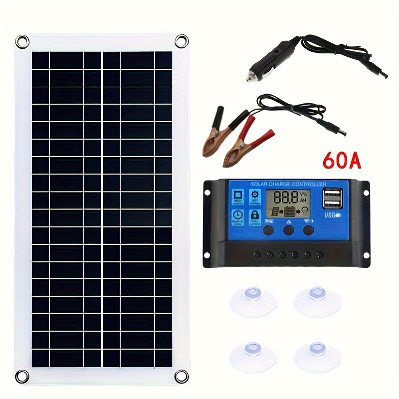Kit de panel solar portátil 12V 18V carga USB para autocaravana, camper y coche