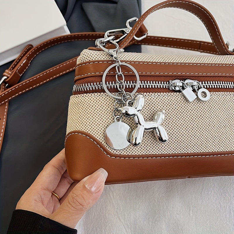 Women's Retro-Inspired Colorblock Mini Crossbody Bag with Adjustable Strap and Zipper Closure