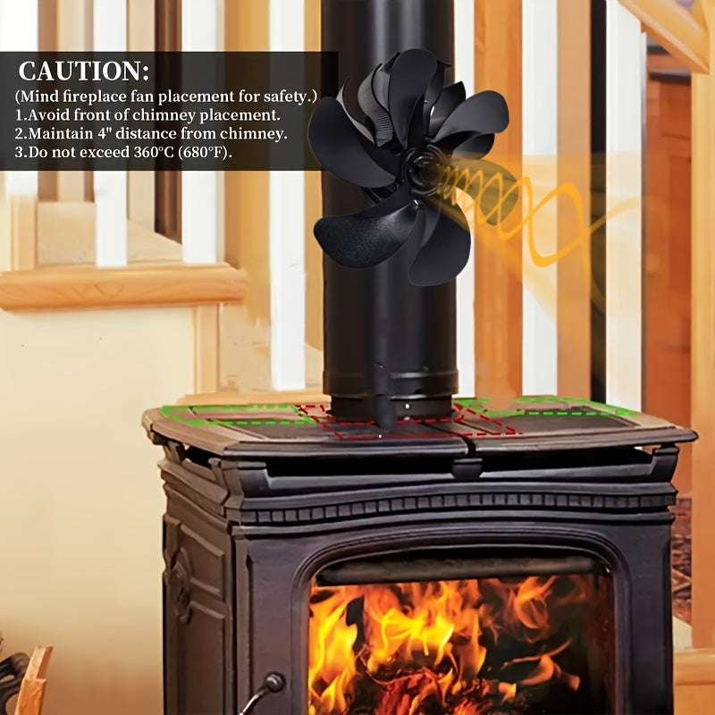 Вентилятор для дровяной/половяной печи/камина — 6 лопастей, генерирует на 80% больше теплого воздуха, идеально подходит для подарка на праздники, обязательный аксессуар для камина на осенне-зимний сезон, подходит для деревянных или настенных печей