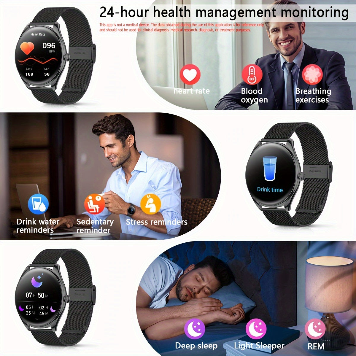 Erkaklar va ayollar uchun aqlli soat 1.43 dyuym AMOLED displey Bluetooth 5.0 fitness izlovchi