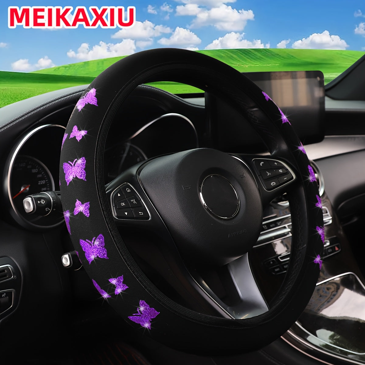 Универсальный чехол на руль с блестками в виде бабочки, водонепроницаемый, противоскользящий, для 14.5-15 дюймов