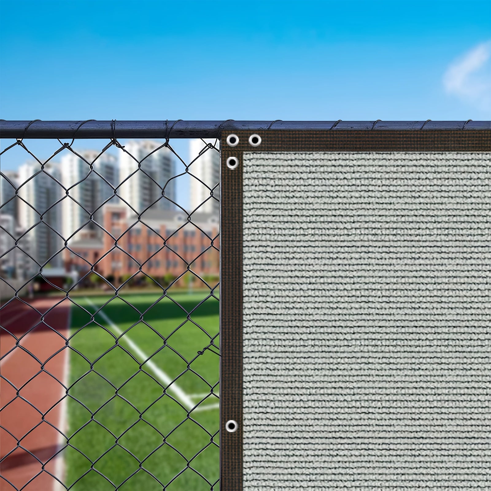 Pantalla de privacidad para exteriores de uso pesado, protección UV, cubierta de sombra con ojales, gris