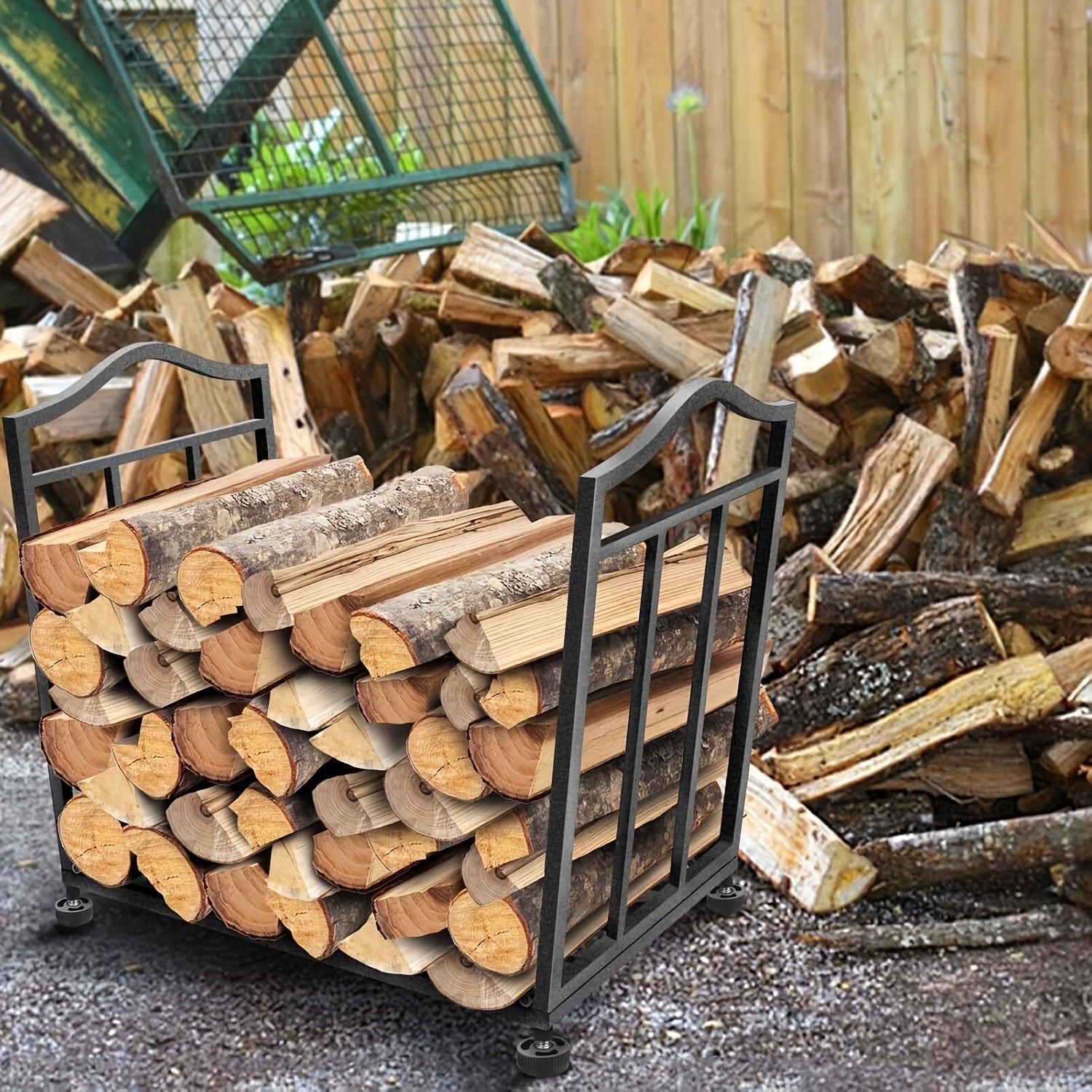 Durable Metal Firewood Rack Foldable Indoor Outdoor Fireplace Organizer